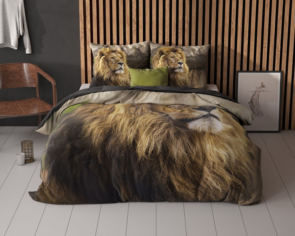 RoyalTextile - Lion Mind Dekbedovertrek 100% Katoen - Taupe - 240 x 220