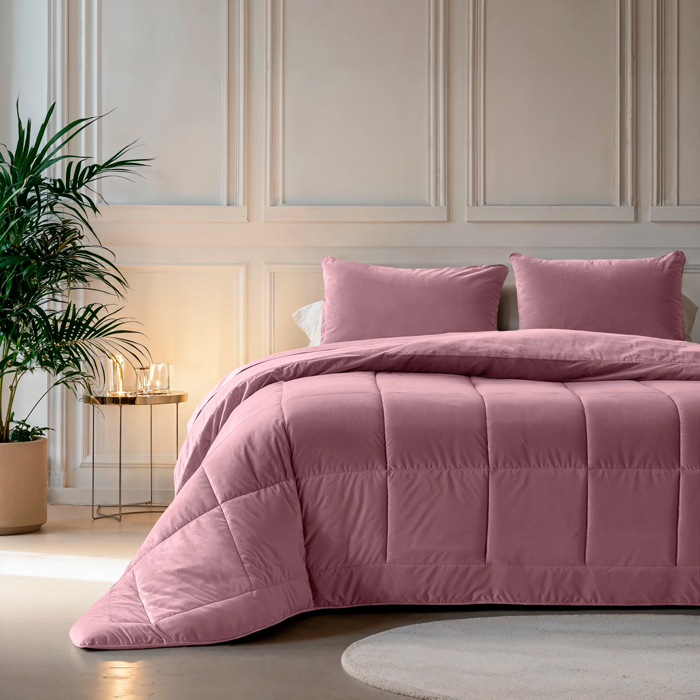 Zavelo Easy All-in-one-Dekbed Velvet Oud Roze-1-persoons (140x200 cm)