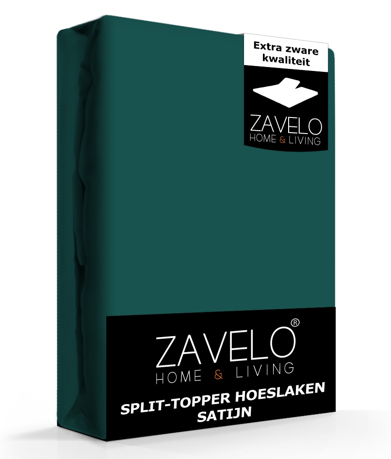 Zavelo Splittopper Hoeslaken Satijn Donker Groen-Lits-jumeaux (180x200 cm)