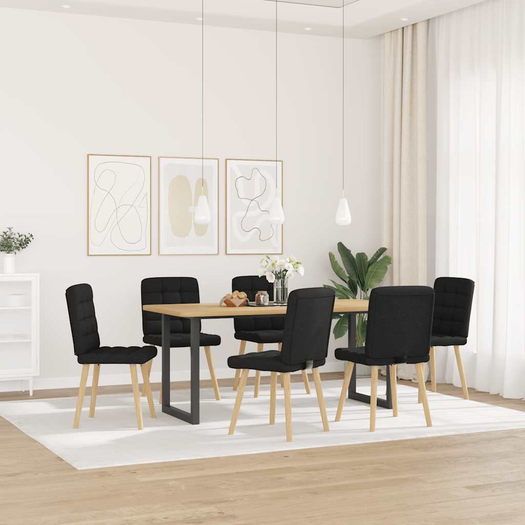 vidaXL Eetkamerstoelen 6 st stof zwart