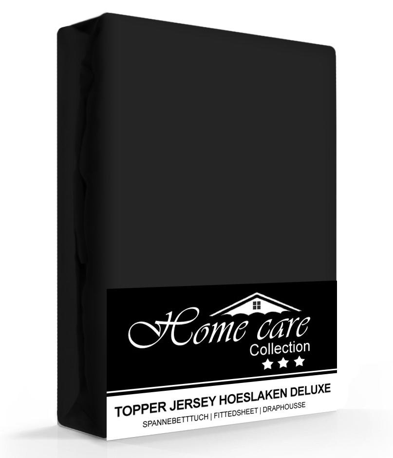 Home Care Homecare Jersey Topper Hoeslaken Zwart-160 x 200/220 cm