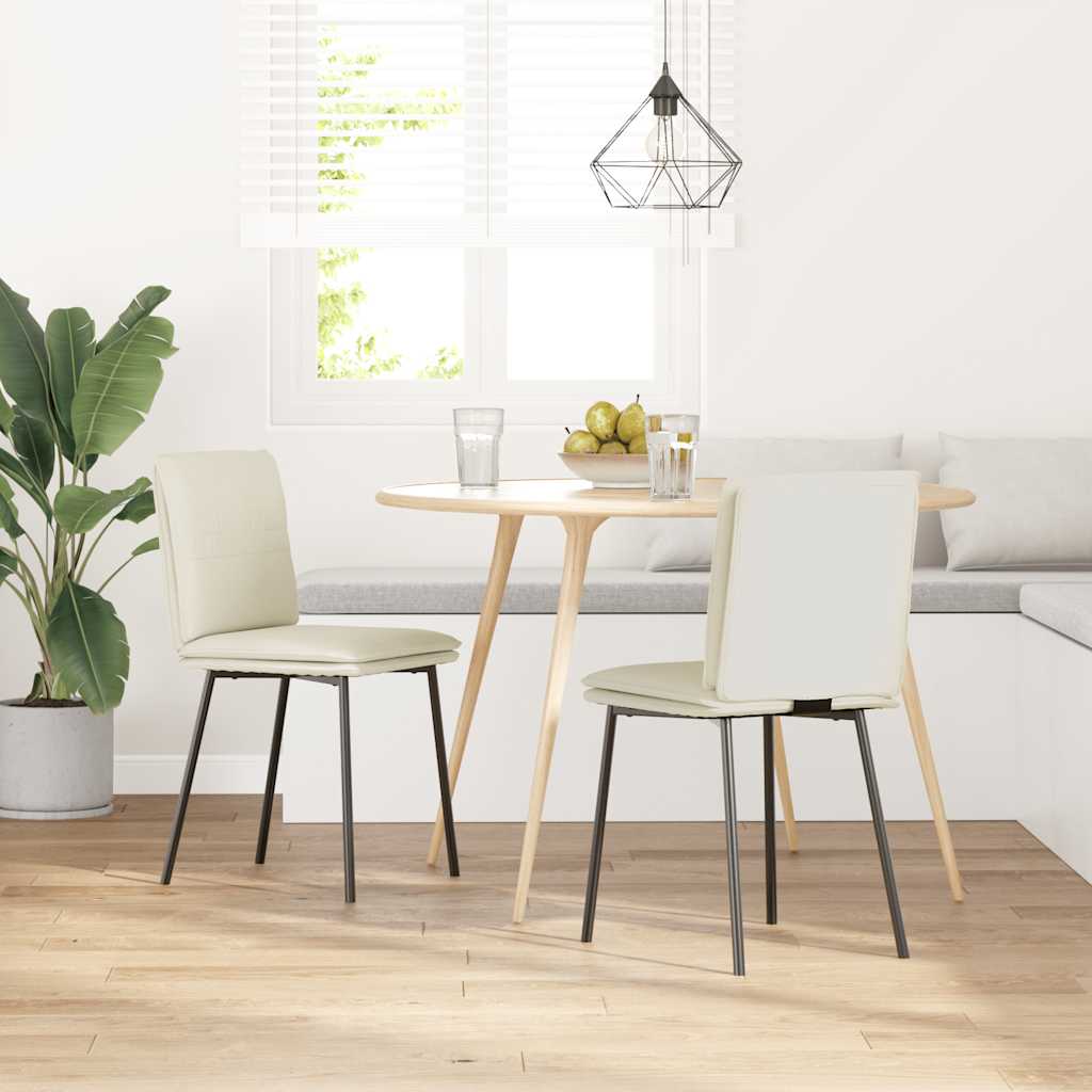 vidaXL Eetkamerstoelen 2 st fluweel crèmekleurig