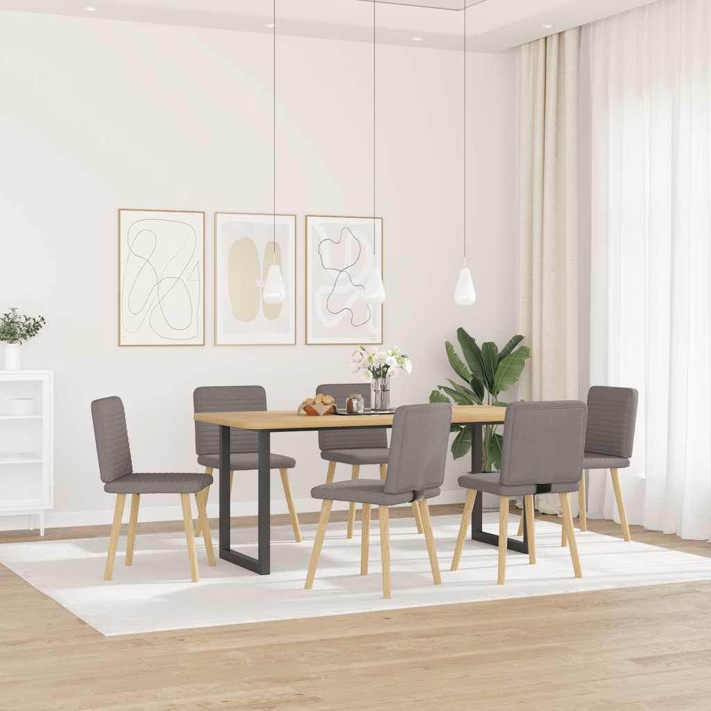 vidaXL Eetkamerstoelen 6 st stof taupe