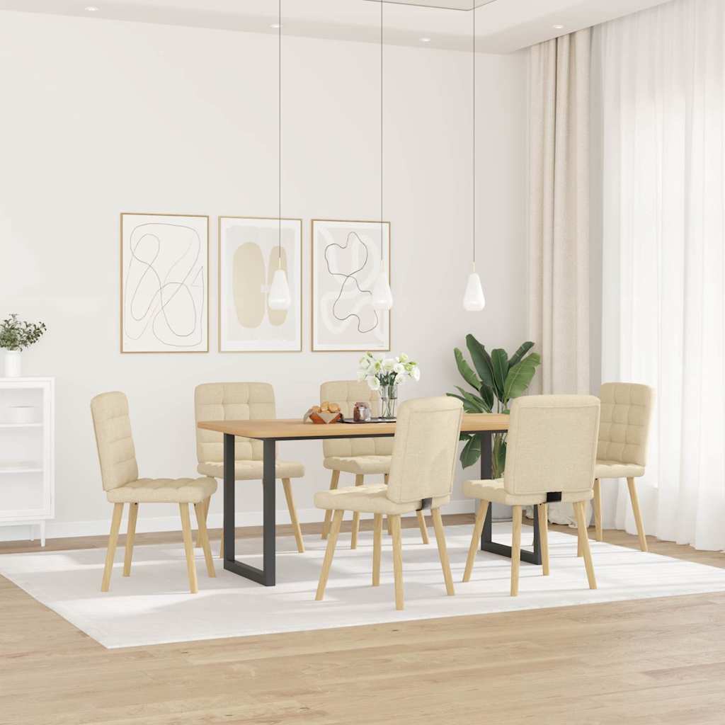 vidaXL Eetkamerstoelen 6 st stof crèmekleurig