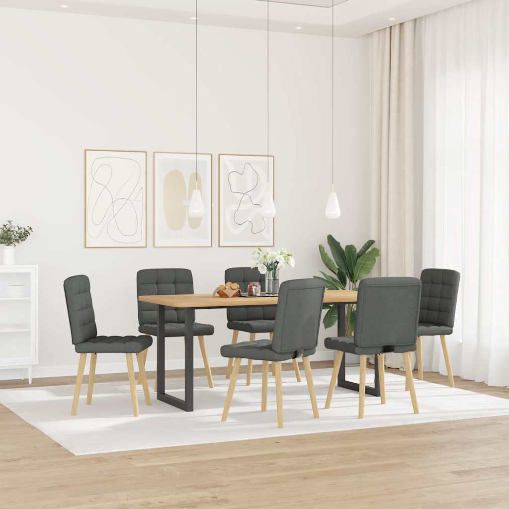 vidaXL Eetkamerstoelen 6 st stof donkergrijs