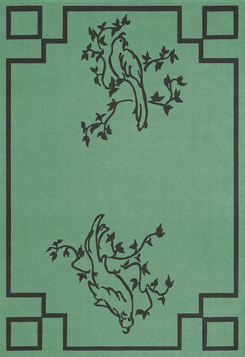 Layered  Vloerkleed Chinoiserie Wool Rug Parrot Green -