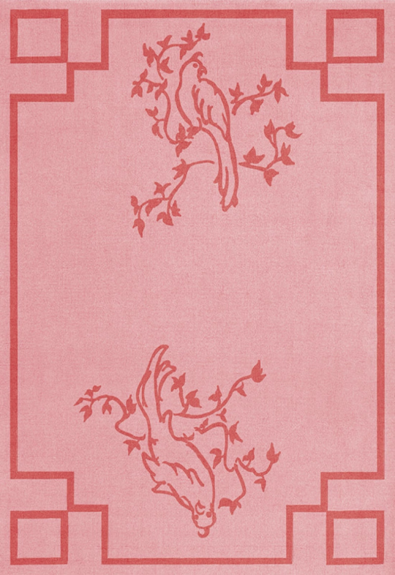 Layered  Vloerkleed Chinoiserie Wool Rug Scarlet Pink -