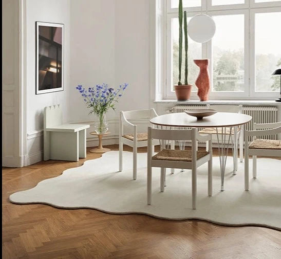 Layered  Vloerkleed Organic Scallop Wool Rug Bone White -