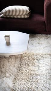 Layered  Vloerkleed Shaggy Checked Rug Bone White -