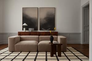 Layered  Vloerkleed Avenue Checked Bone White Wool Rug -