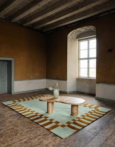 Layered  Vloerkleed Teklan Frame Wool Rug Pistachio Camel -