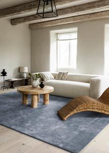Layered  Vloerkleed Classic Solid Wool Rug Sky Blue -