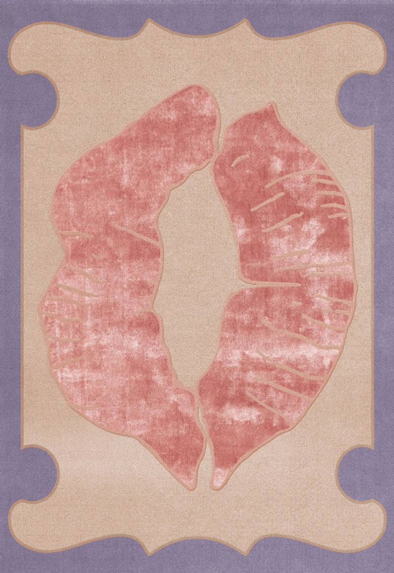 Layered  Vloerkleed Lips Patterned Wool Rug -