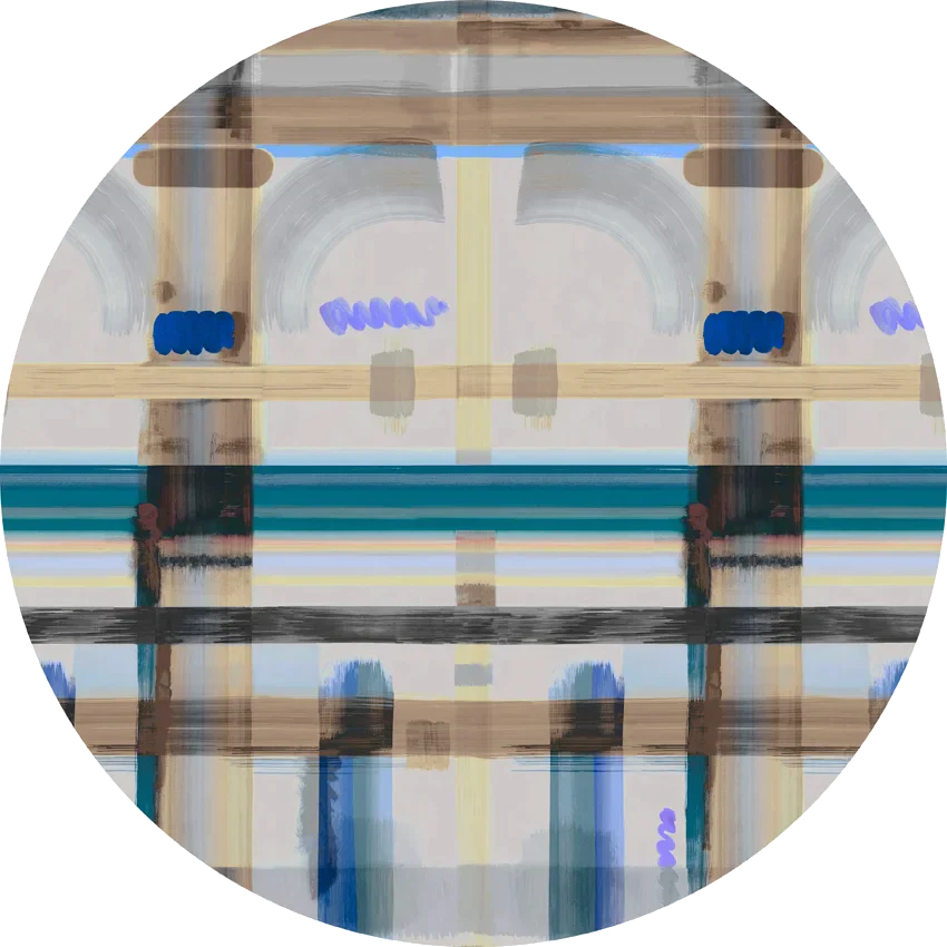 Moooi Carpets  Rond Vloerkleed Corinthian Check - Round Cobolt Wool -