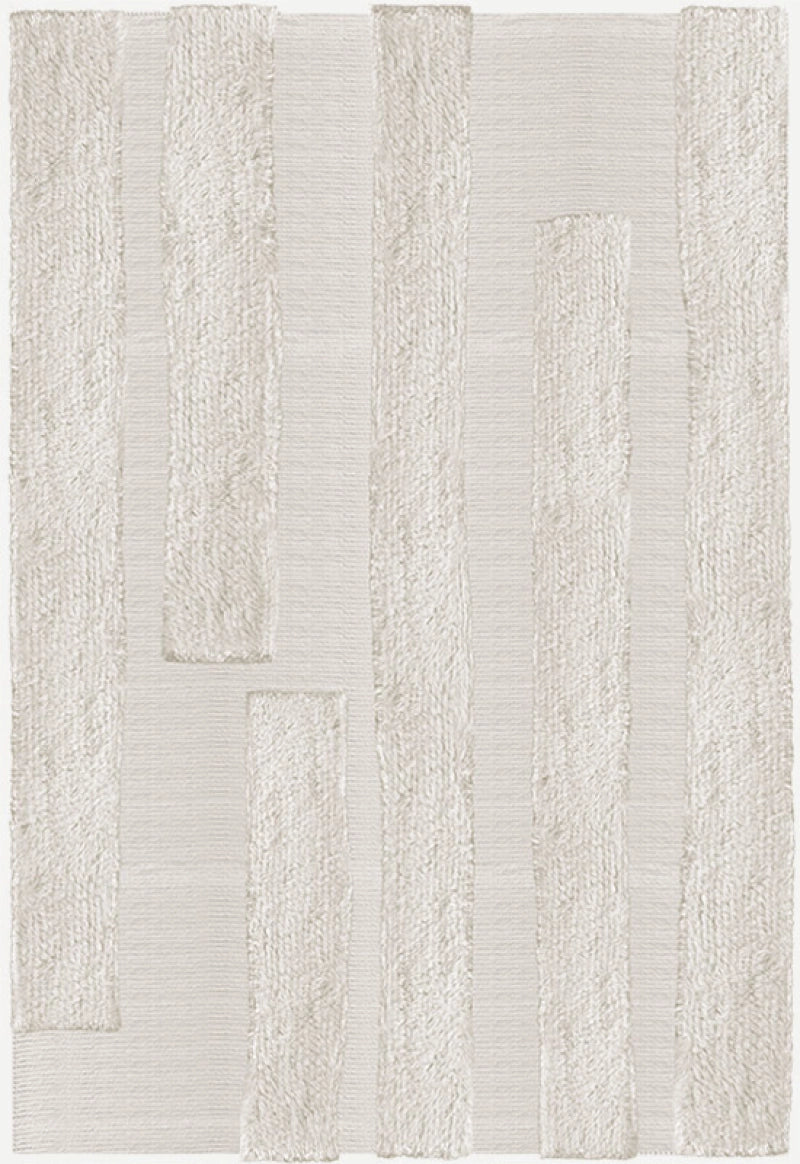 Layered  Vloerkleed Punja Bricks Wool Rug Bone White -