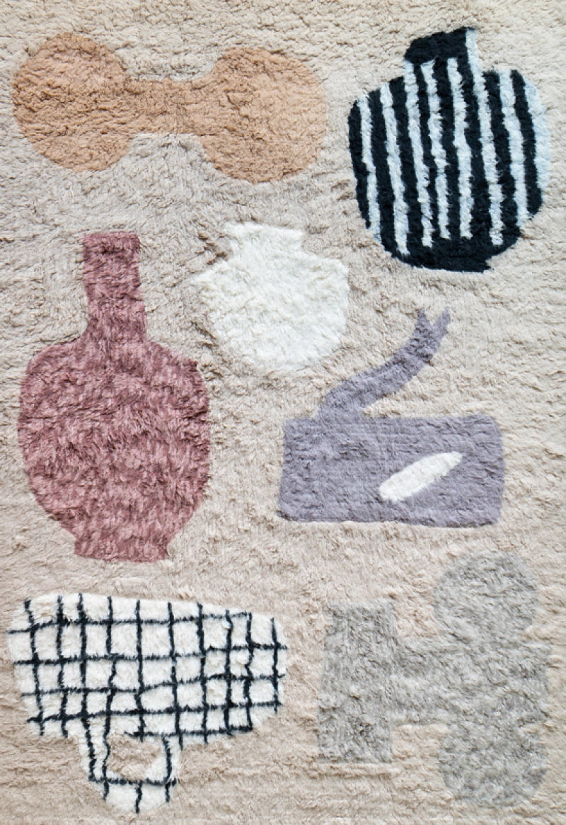 Layered  Vloerkleed Picnic Patterned Wool Rug -