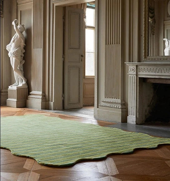Layered  Vloerkleed Scallop Wool Rug Lime Green -