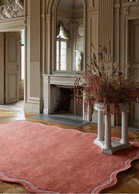 Layered  Vloerkleed Scallop Wool Rug Watermelon Pink -