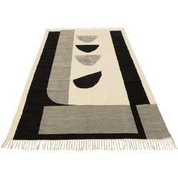 J-Line  Tapijt Tokyo Polyester Wit|zwart - 302x198x2cm