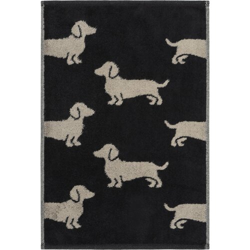 Cawö Cawo We love Dogs gemustert 6246 Handdoek 50x100 schwarz/beige