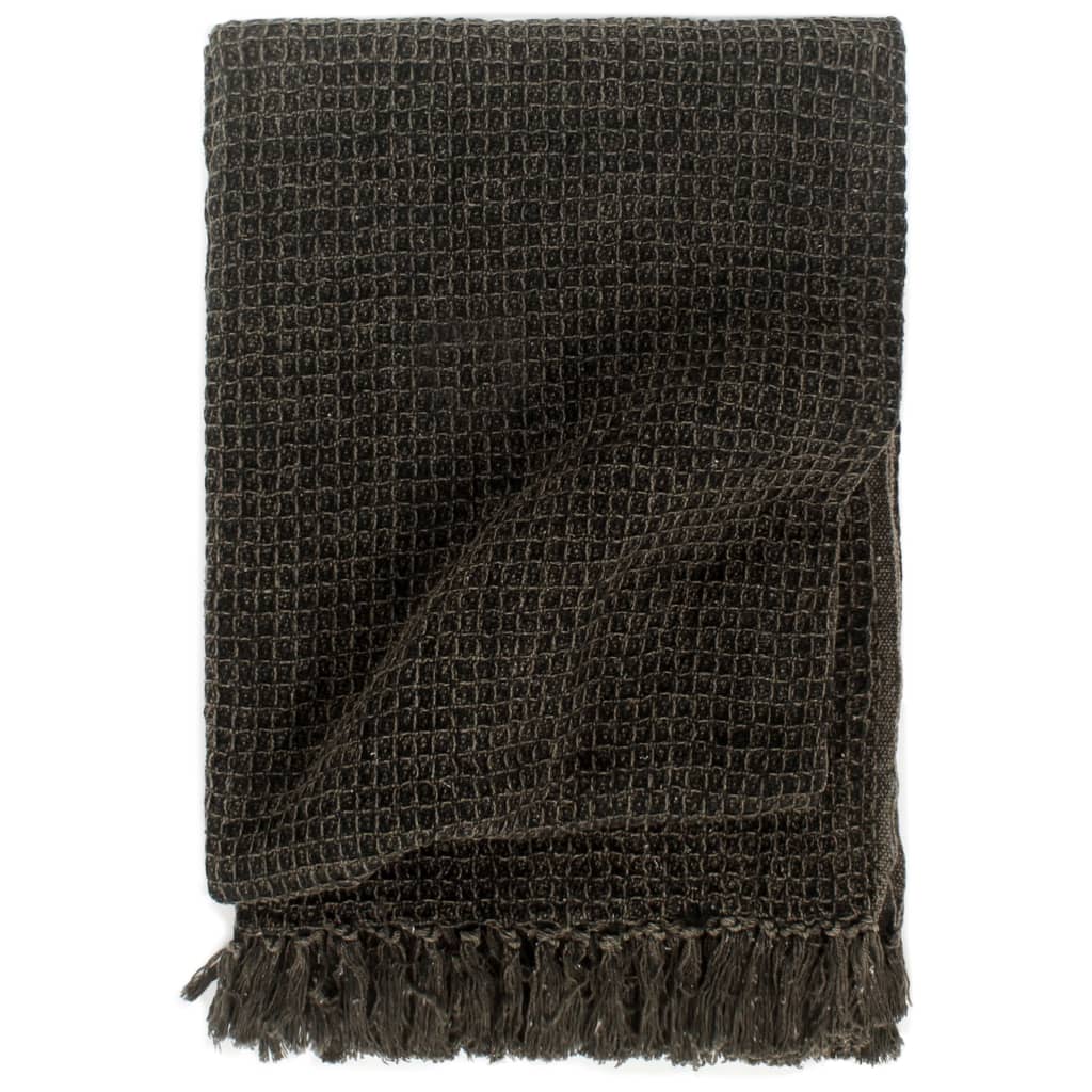 VidaXL Plaid 160x210 cm katoen antraciet en bruin