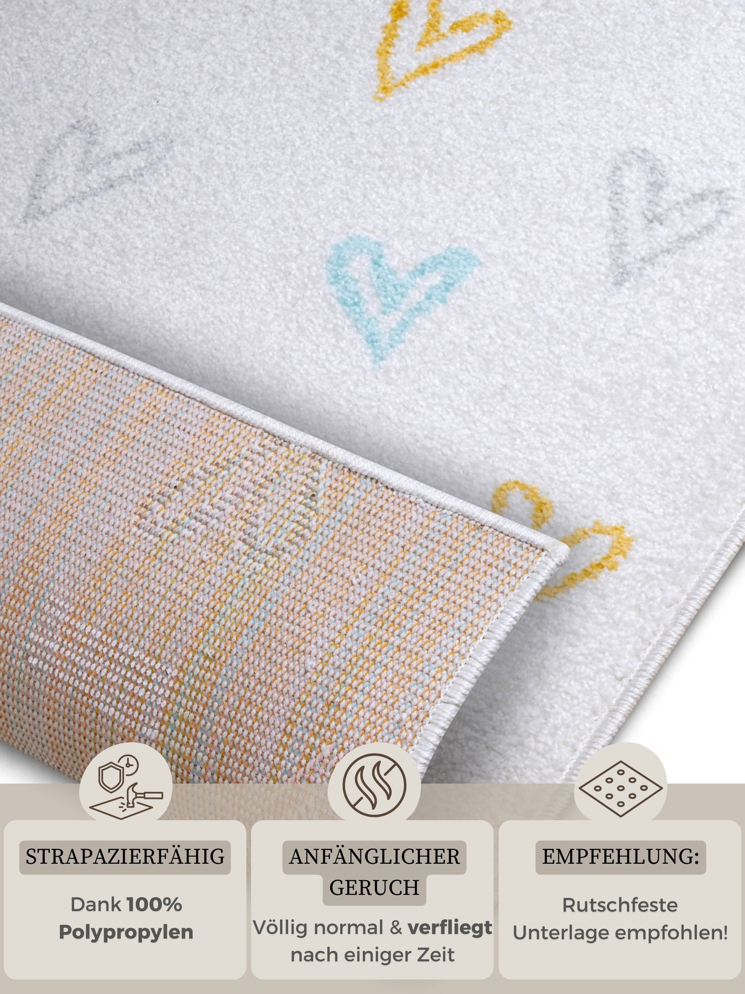 Hanse Home  Adventures children's carpet Hearts Cream Multicolor - 120x170 cm