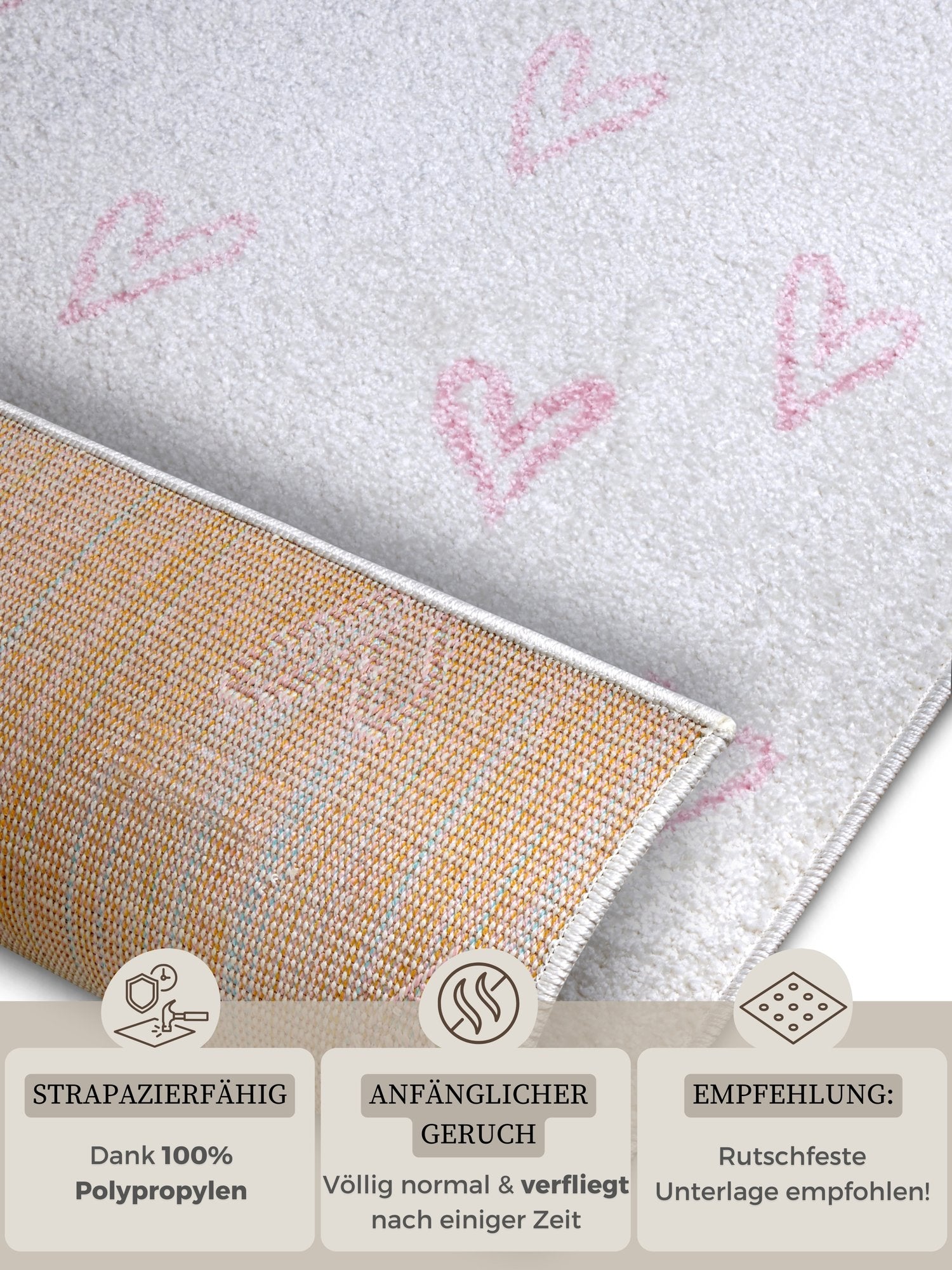 Hanse Home  Adventures children's carpet Hearts Cream Rosa - 120x170 cm