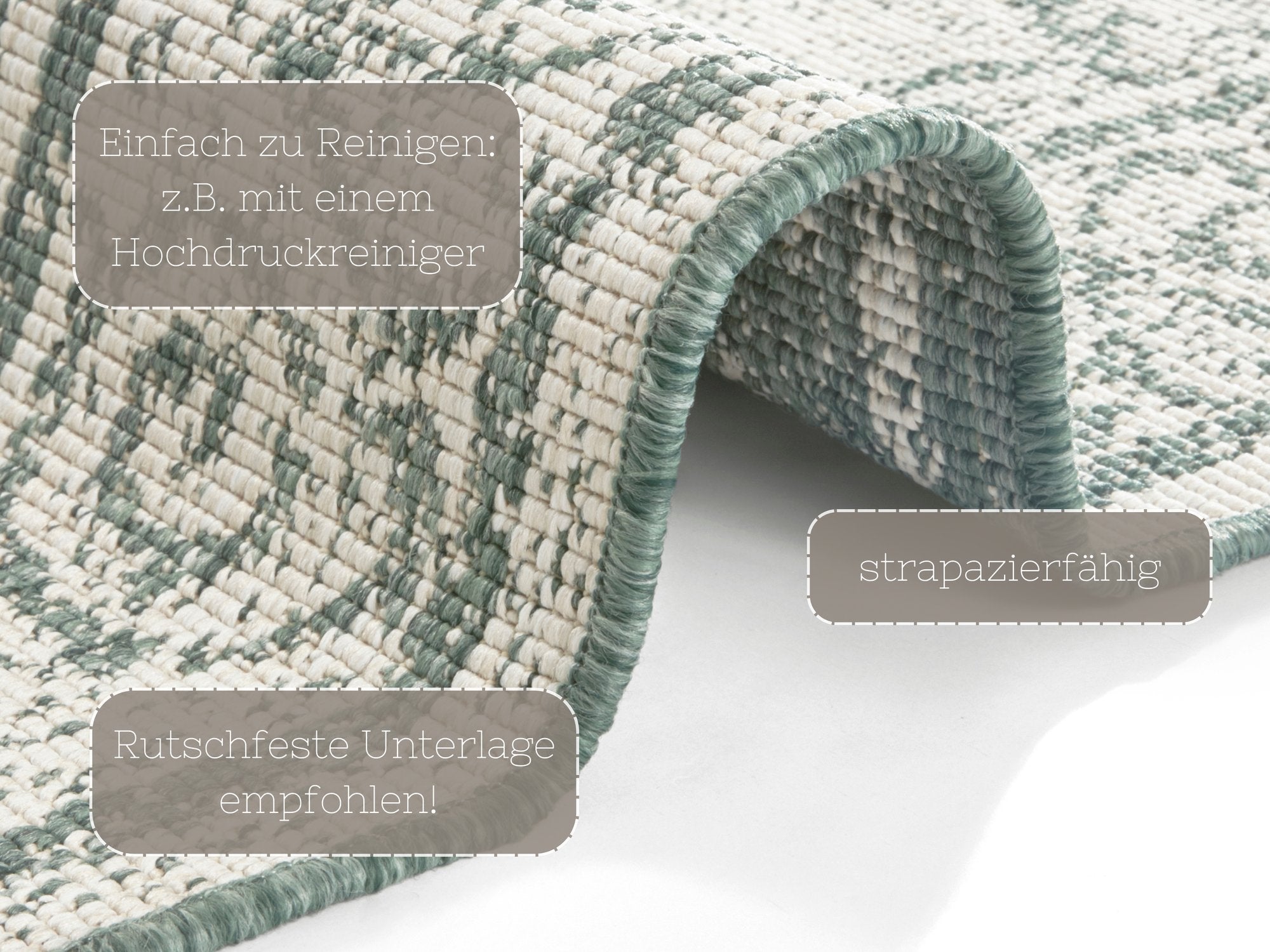 Hanse Home  Reversible carpet Cebu green cream - 160x230 cm