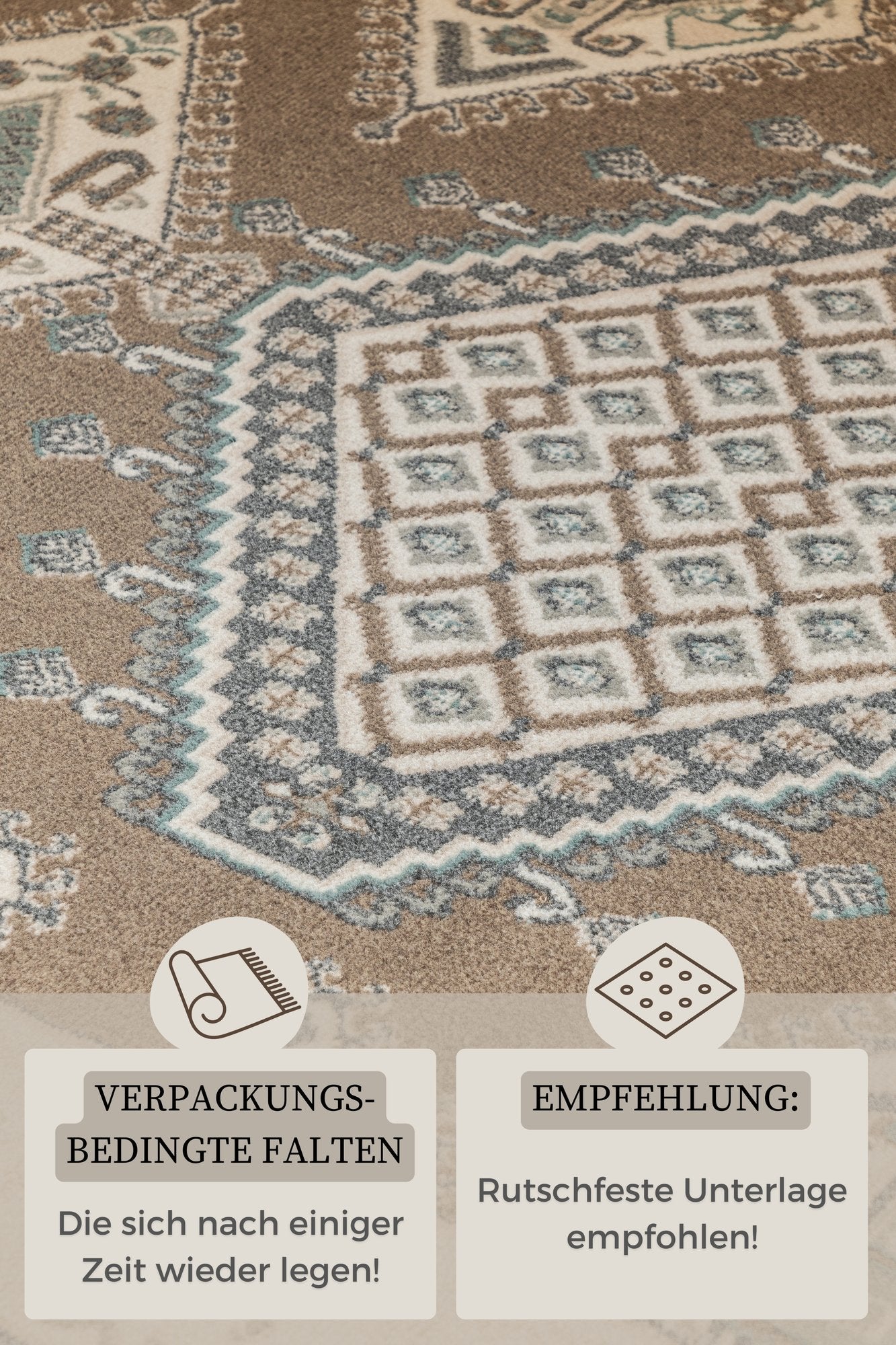 Hanse Home  Terrain Designer Shortpile Rug Lakan Brown Cream - 80x120 cm