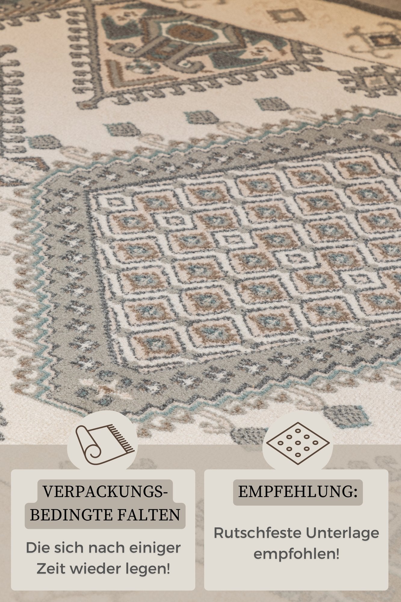 Hanse Home  Terrain Designer Shortpile Rug Lakan Cream Grey - 80x120 cm