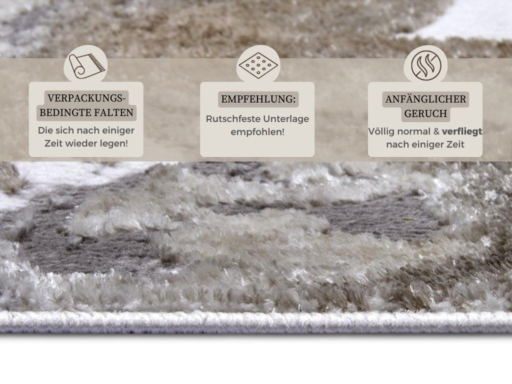 Hanse Home  Shine Design Carpet Floral White Grey Brown - 200x280 cm