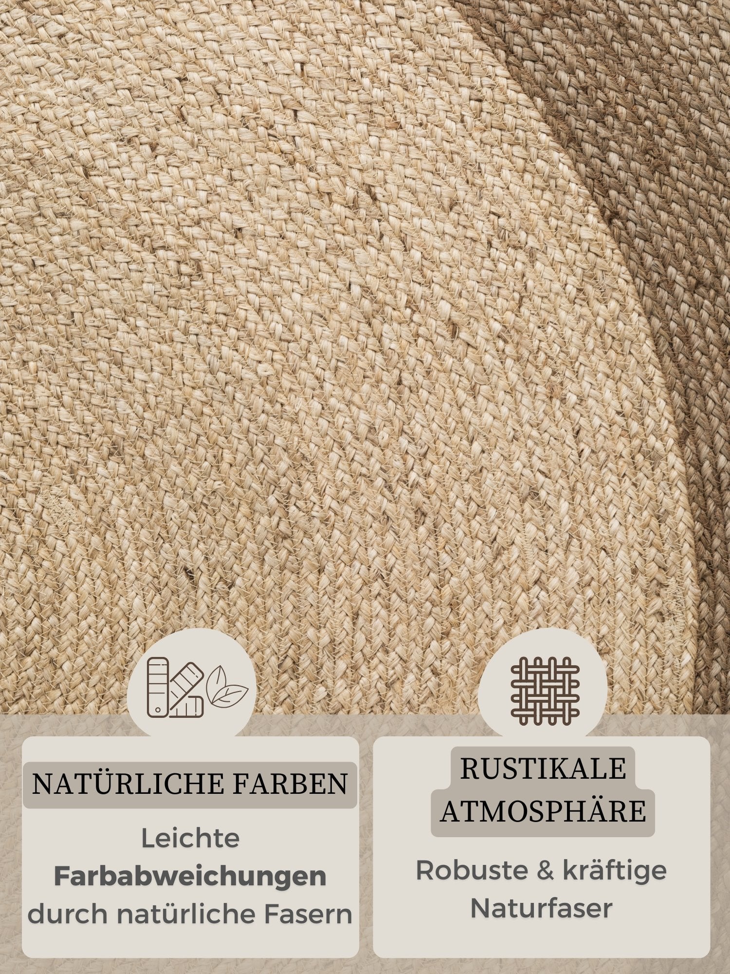 Hanse Home  Jutta Jute Rug Round Jutta Natural Ivory Greige - 100 cm