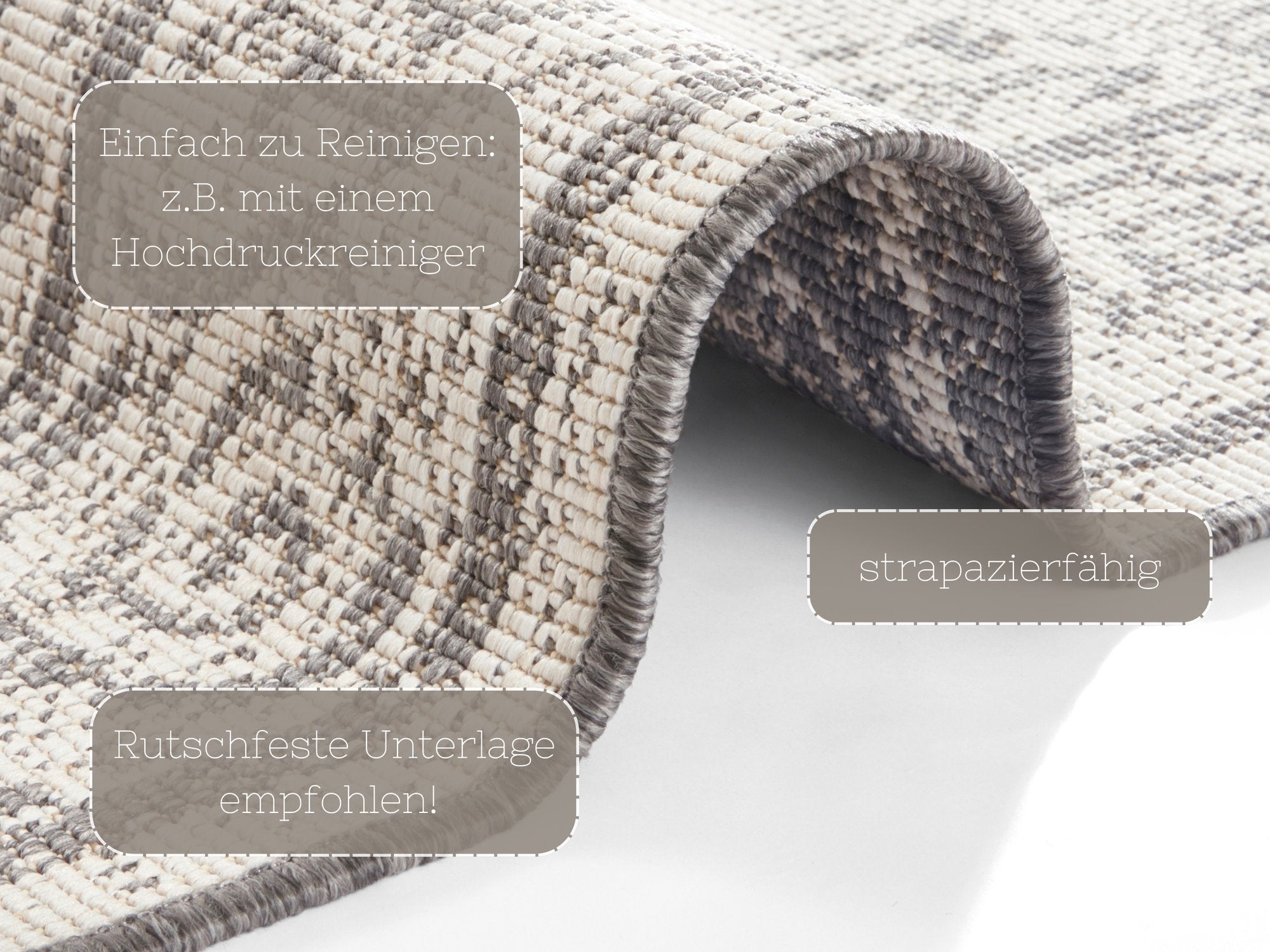 Hanse Home  Reversible carpet Cebu grey cream - 80x150 cm