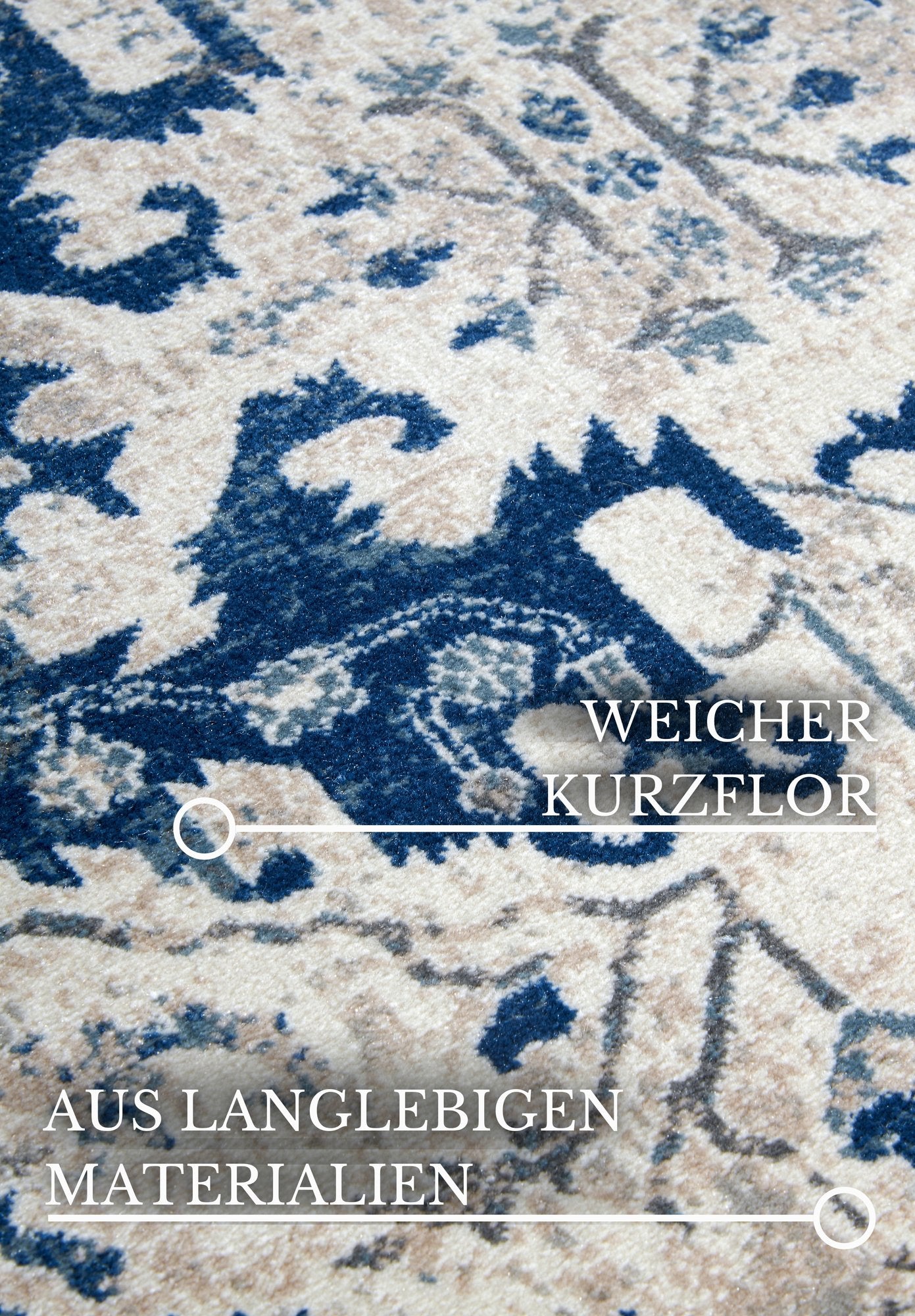 Hanse Home  Villeroy & Boch 1869 Short Pile Rug Emmanuel Cream Blue - 120x170 cm