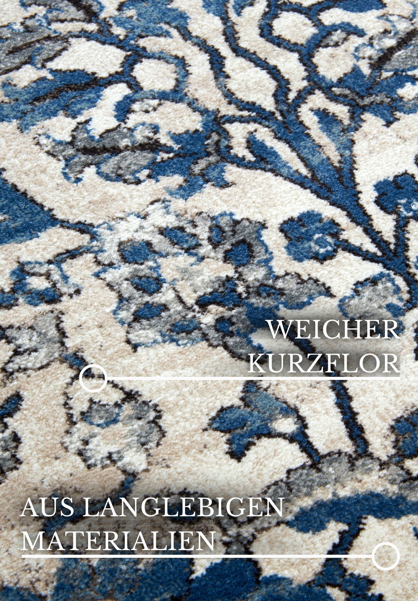 Hanse Home  Villeroy & Boch 1869 Short Pile Rug Ernest Cream Blue - 120x170 cm