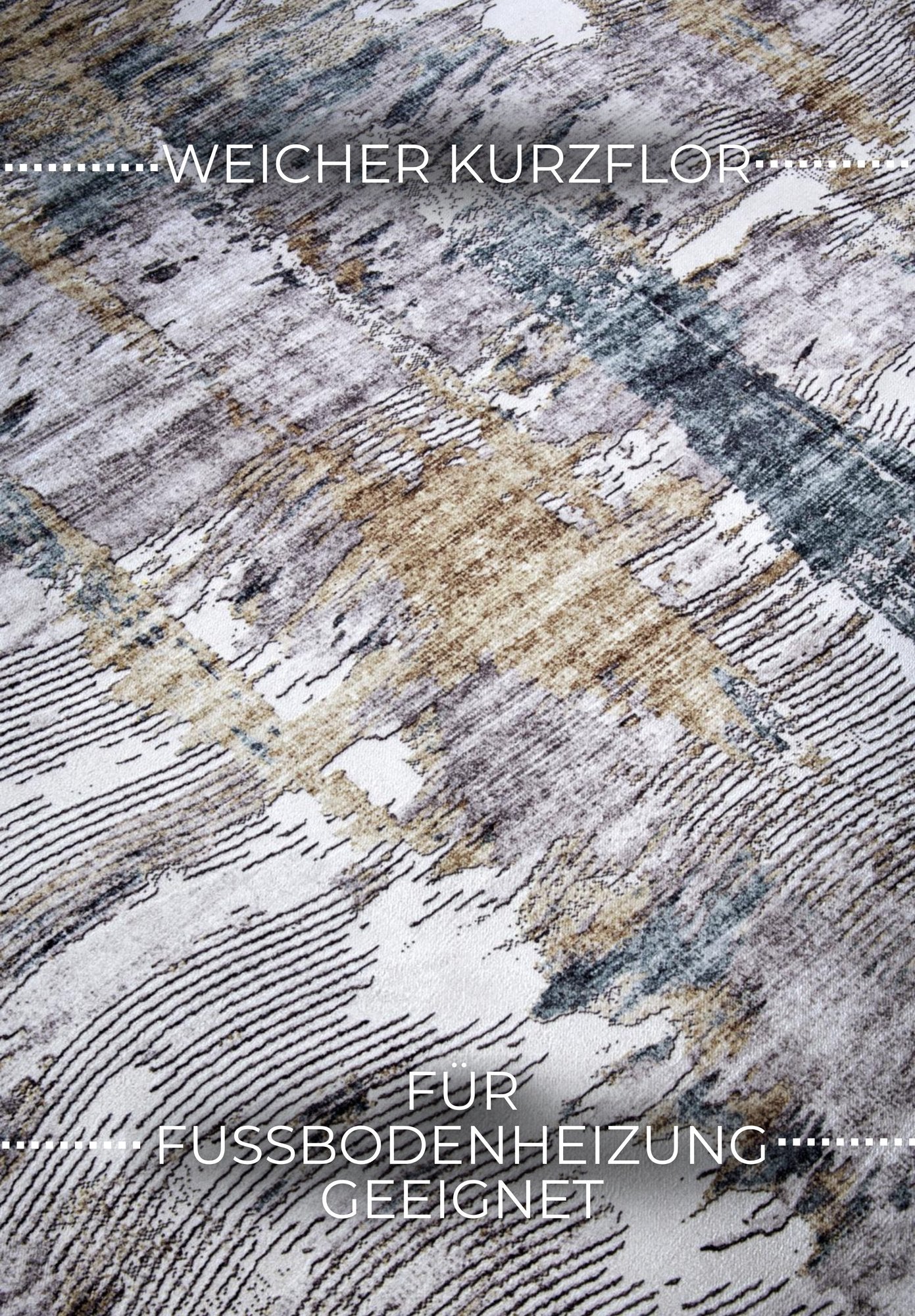 Hanse Home  ELLE Decoration Imagination Shortpile Rug Malard Saphire Gold - 80x150 cm