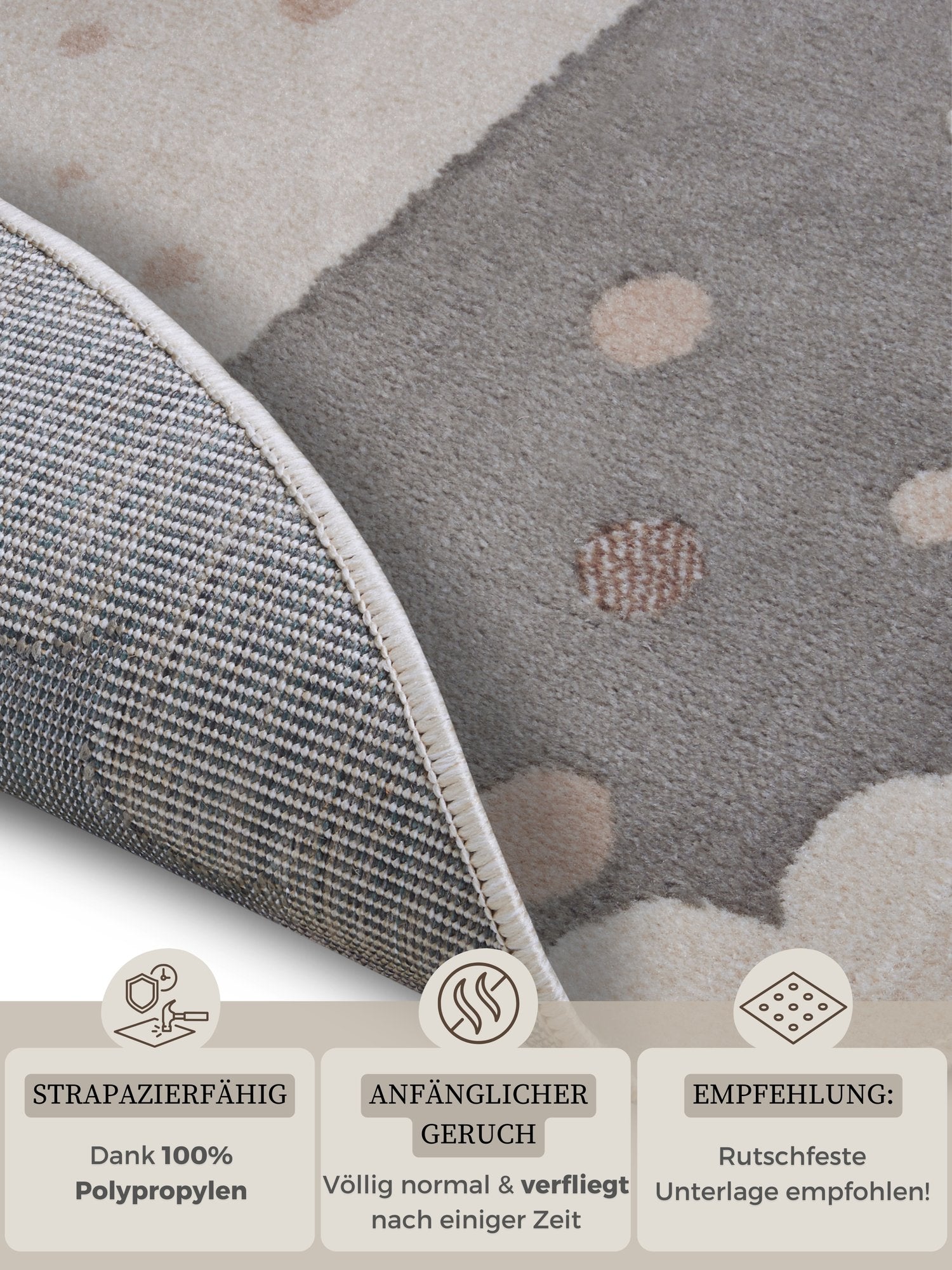Hanse Home  Adventures children's carpet Round Crown Grey Cream - 100 cm