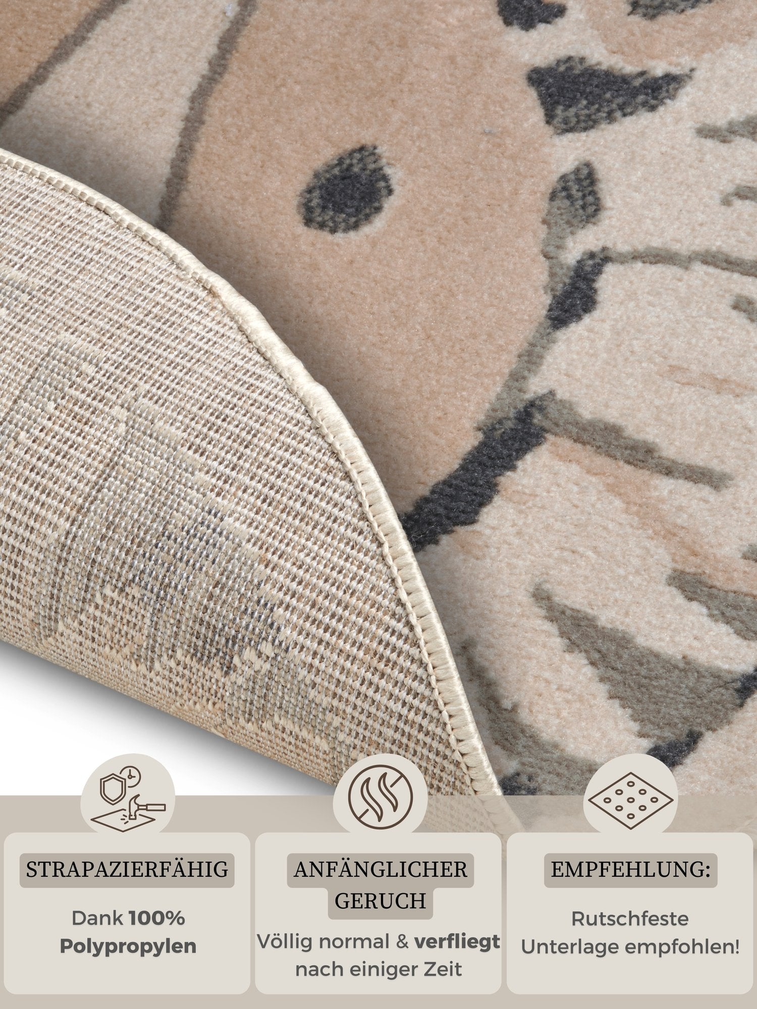 Hanse Home  Adventures children's carpet Round Lion Cream Grey - 100 cm