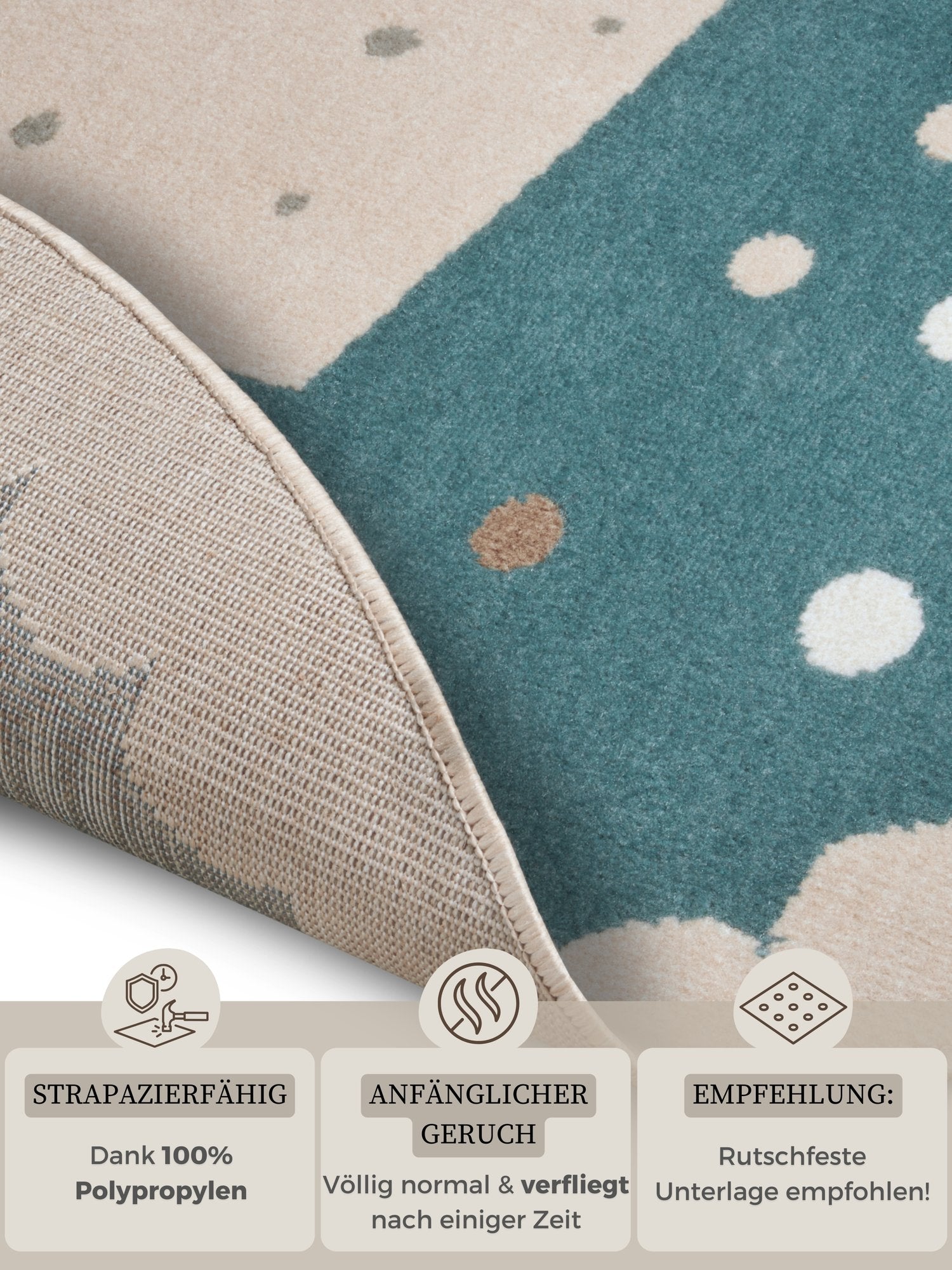 Hanse Home  Adventures children's carpet Round Crown Blue Cream - 100 cm