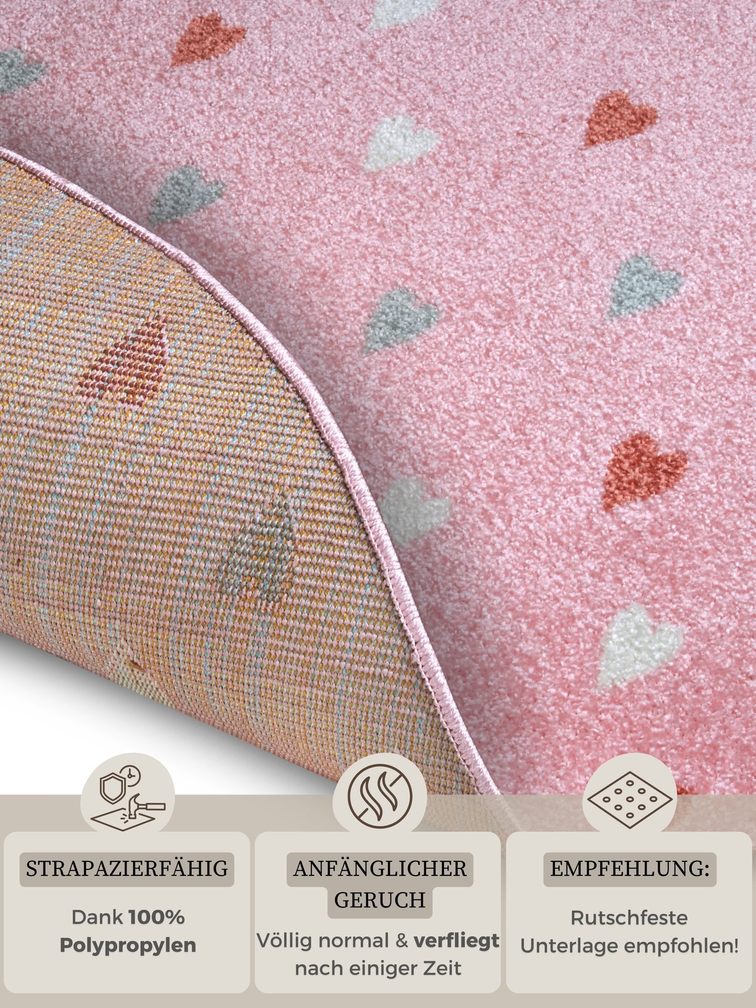 Hanse Home  Adventures children's carpet Round Little Hearts Rose - 100 cm