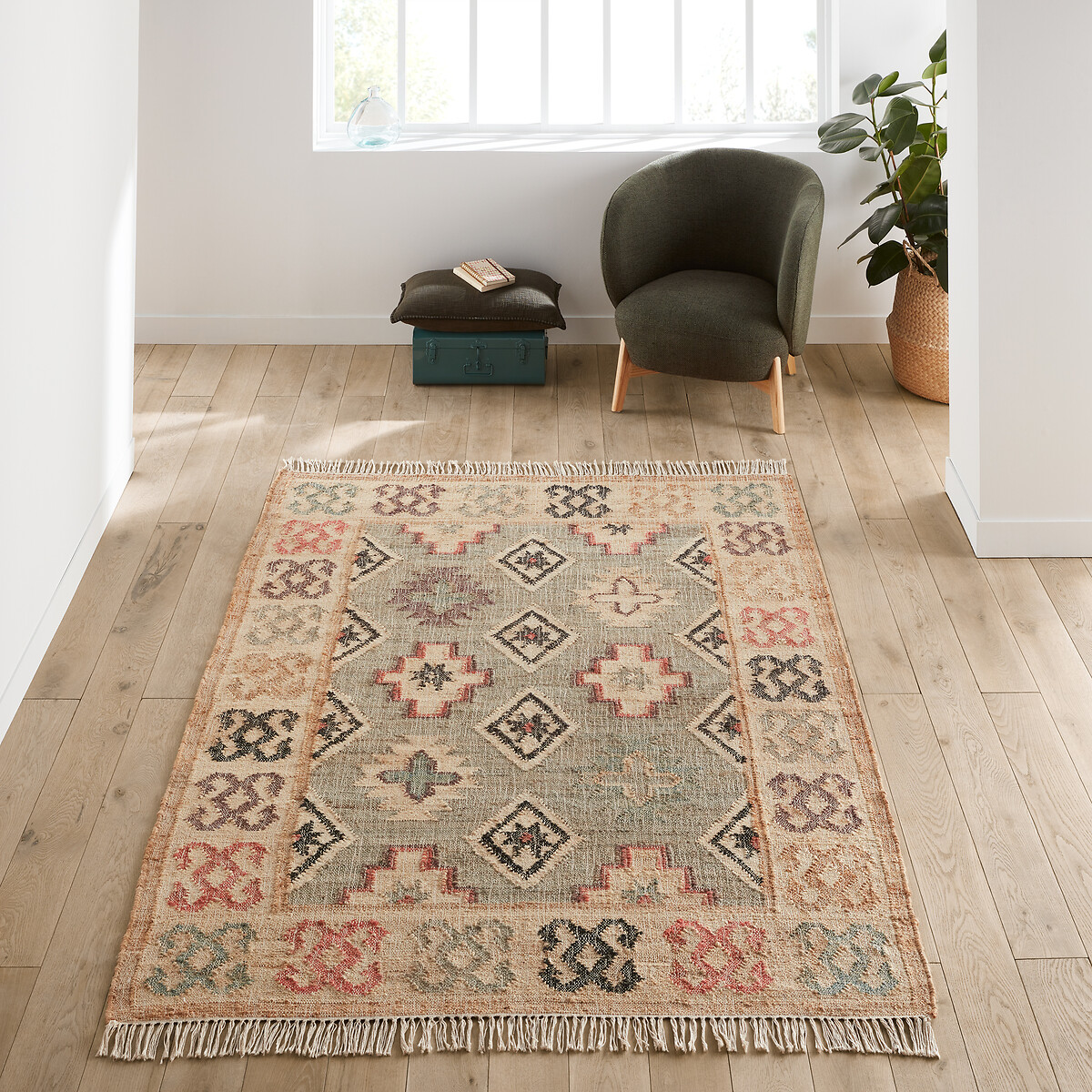 LA REDOUTE INTERIEURS Kilim vloerkleed in jute en katoen met used effect, Kaliny