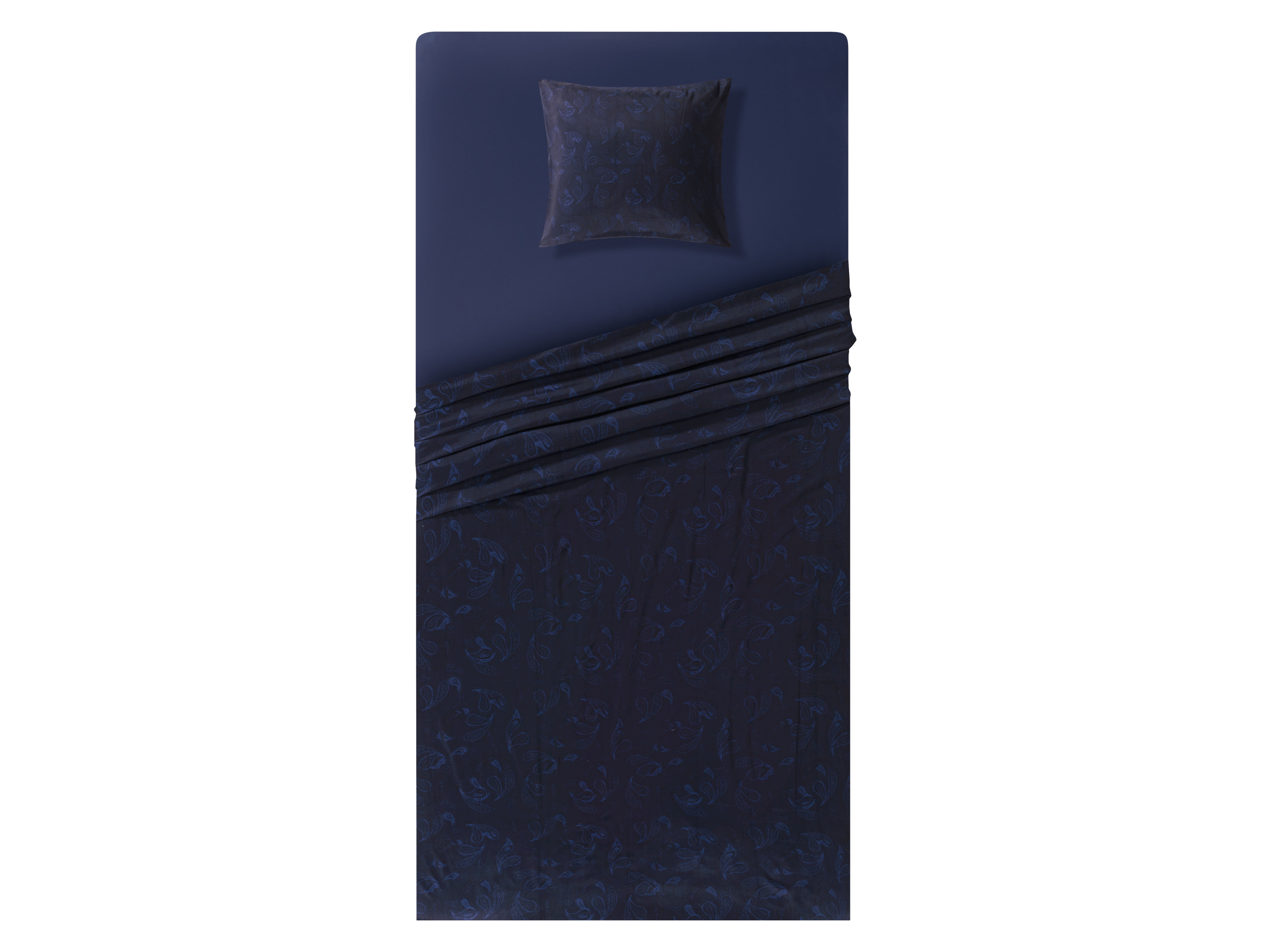 Livarno home 3-delig satijnen dekbedovertrekset (blauw paisley)