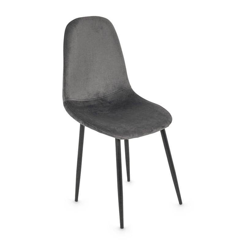 Xenos Eetkamerstoel Ivy - velvet grijs - 88x44x53 cm