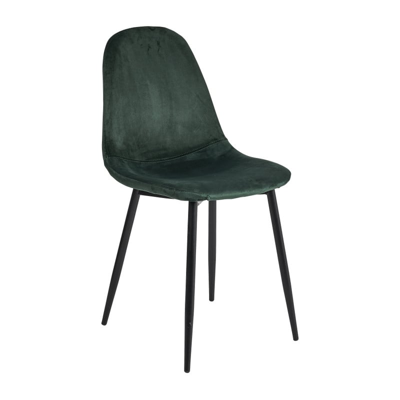 Xenos Eetkamerstoel Ivy - velvet groen - 88x44x53 cm