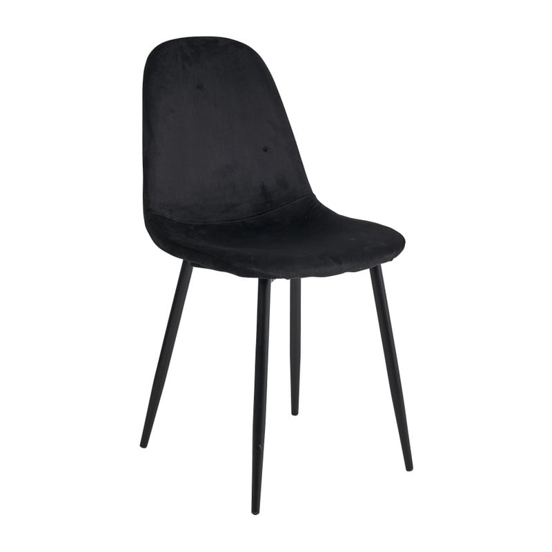 Xenos Eetkamerstoel Ivy - velvet zwart - 88x44x53 cm