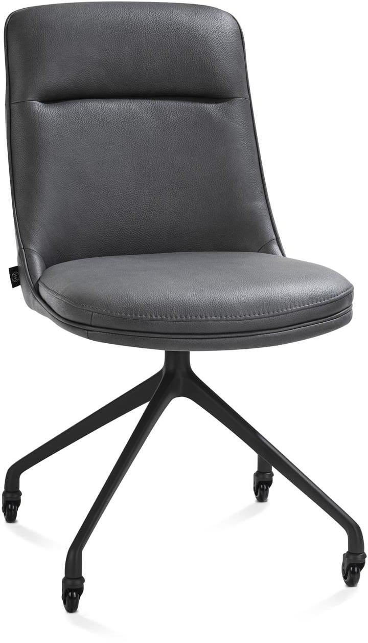 Mateo eetkamerstoel - wielen - rough off black - Pala - antraciet