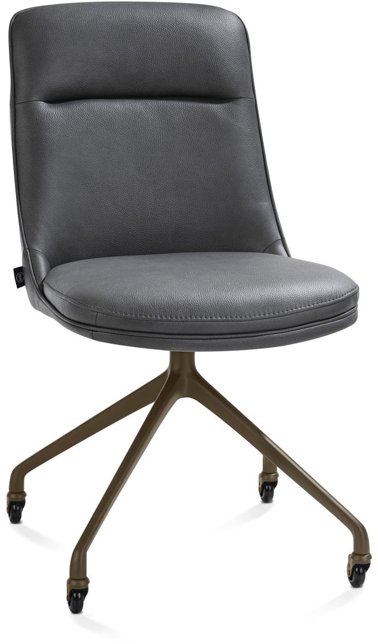 Mateo eetkamerstoel - wielen - steelbrown - Pala - antraciet