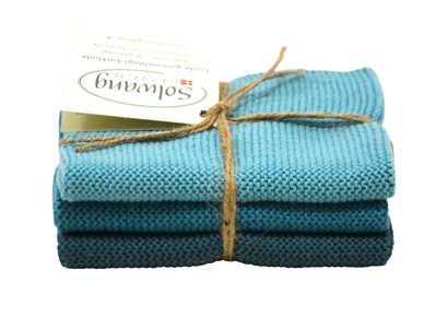 Solwang Design  vaatdoekjes - set van 3 - azuurblauw combi