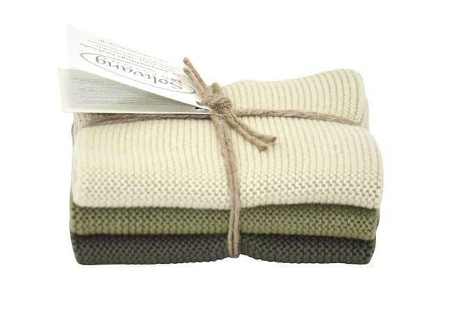 Solwang Design  vaatdoekjes - set van 3 - Olijfgroen combi
