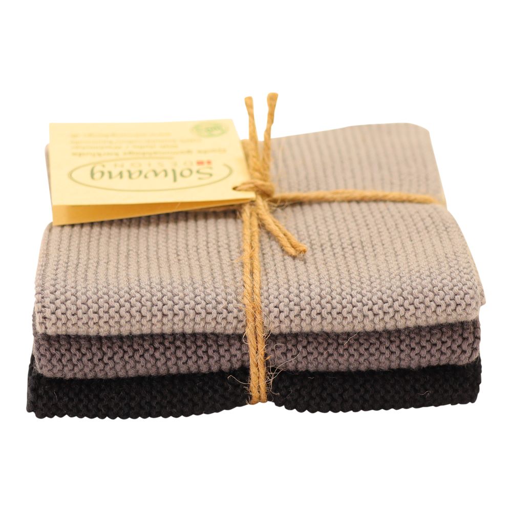 Solwang Design  vaatdoekjes set van 3 - black/grey combi